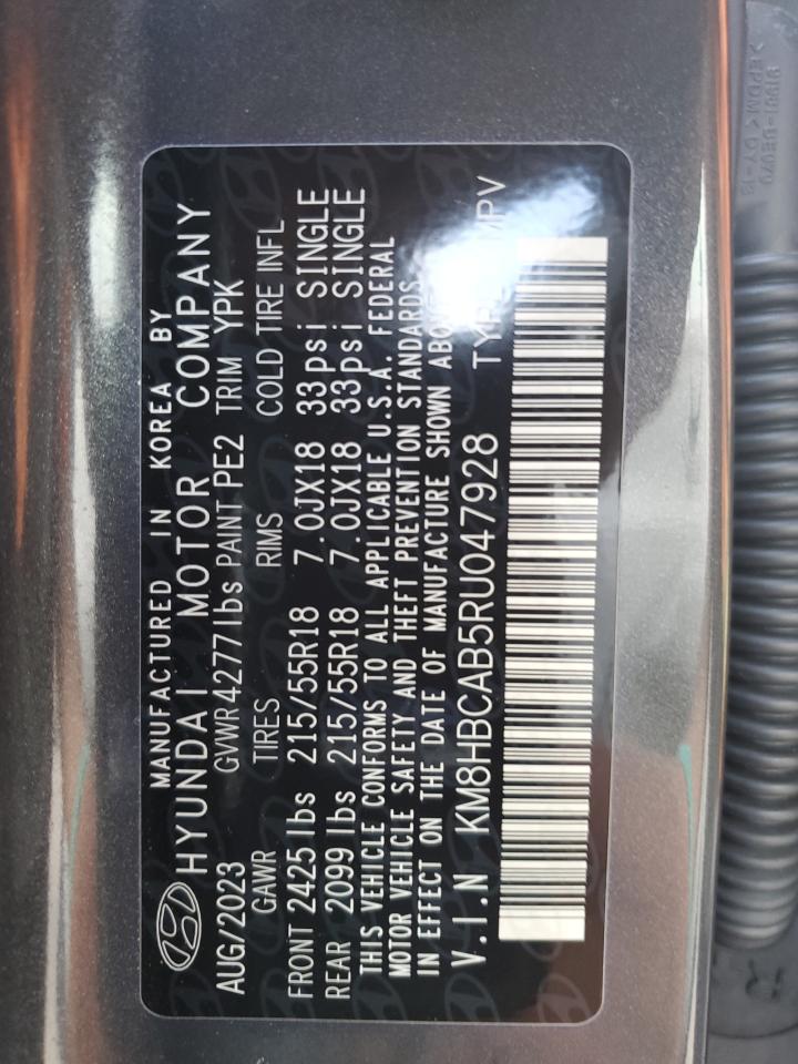 2024 Hyundai Kona Sel VIN: KM8HBCAB5RU047928 Lot: 81670695