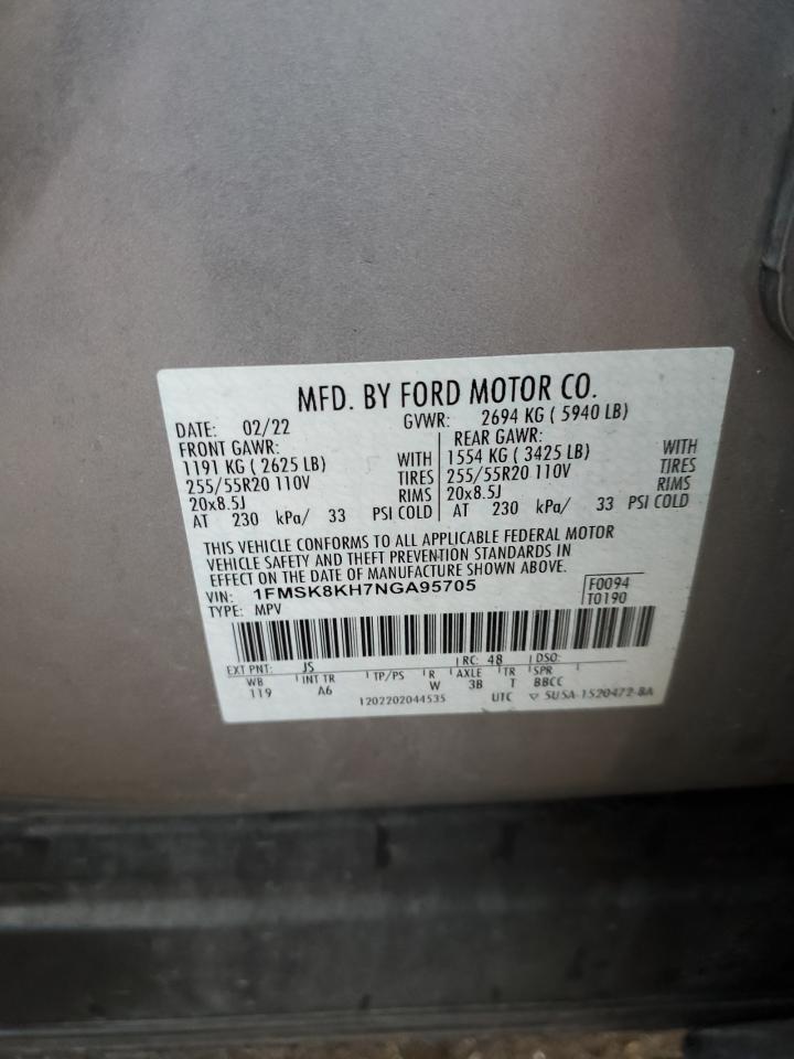 2022 Ford Explorer St-Line VIN: 1FMSK8KH7NGA95705 Lot: 82023665