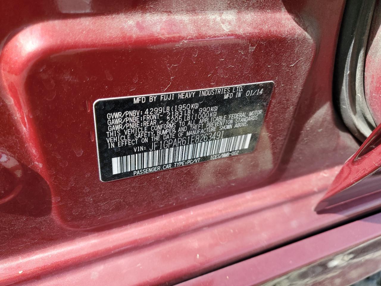 2014 Subaru Impreza Sport Limited VIN: JF1GPAR61E8263491 Lot: 81258985