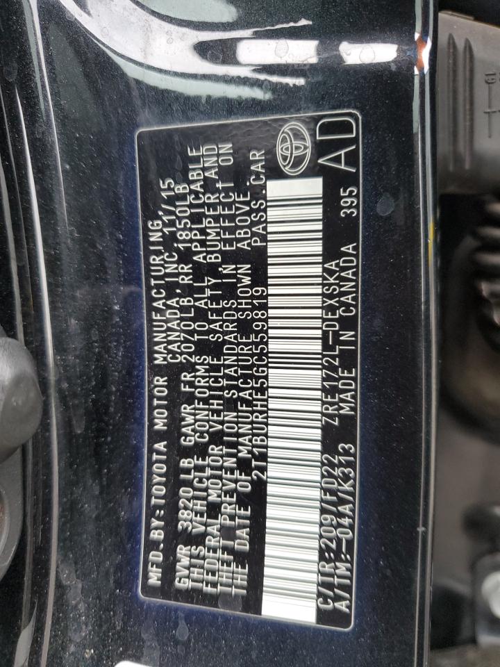 2016 Toyota Corolla L VIN: 2T1BURHE5GC559819 Lot: 81312755