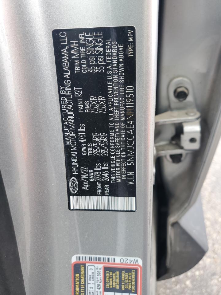 2022 Hyundai Tucson Sel VIN: 5NMJCCAE4NH119510 Lot: 71177795