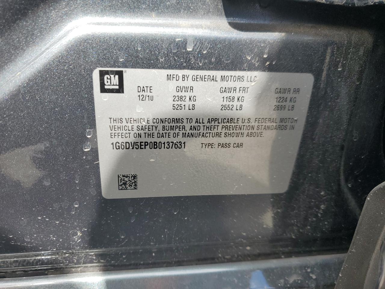 2011 Cadillac Cts-V VIN: 1G6DV5EP0B0137631 Lot: 81807125