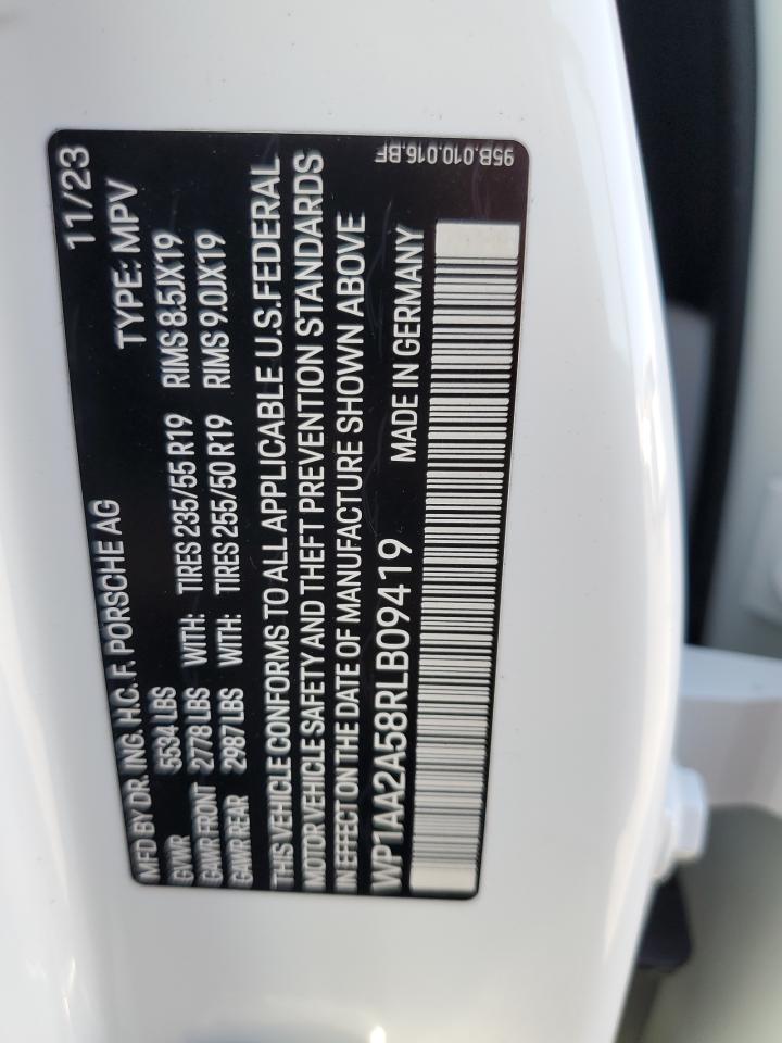 2024 Porsche Macan Base VIN: WP1AA2A58RLB09419 Lot: 80916305