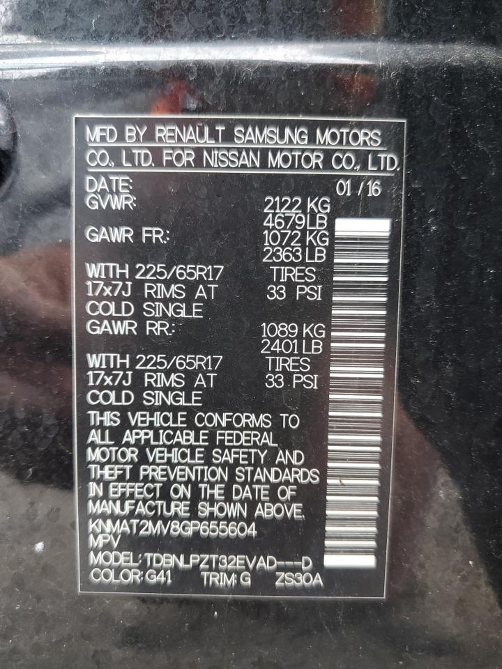 2016 Nissan Rogue S VIN: KNMAT2MV8GP655604 Lot: 80518575