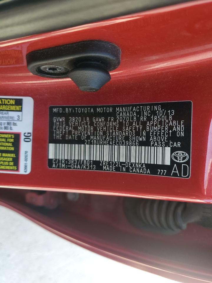 2014 Toyota Corolla L VIN: 2T1BURHE4EC039866 Lot: 81237065