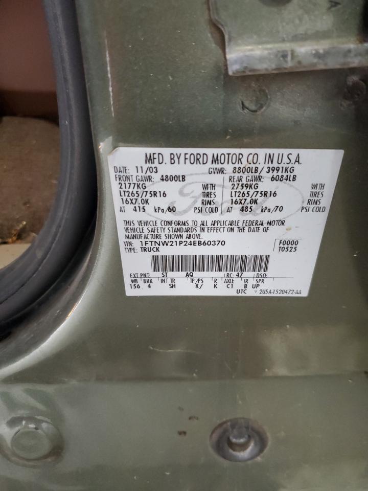 2004 Ford F250 Super Duty VIN: 1FTNW21P24EB60370 Lot: 81032755