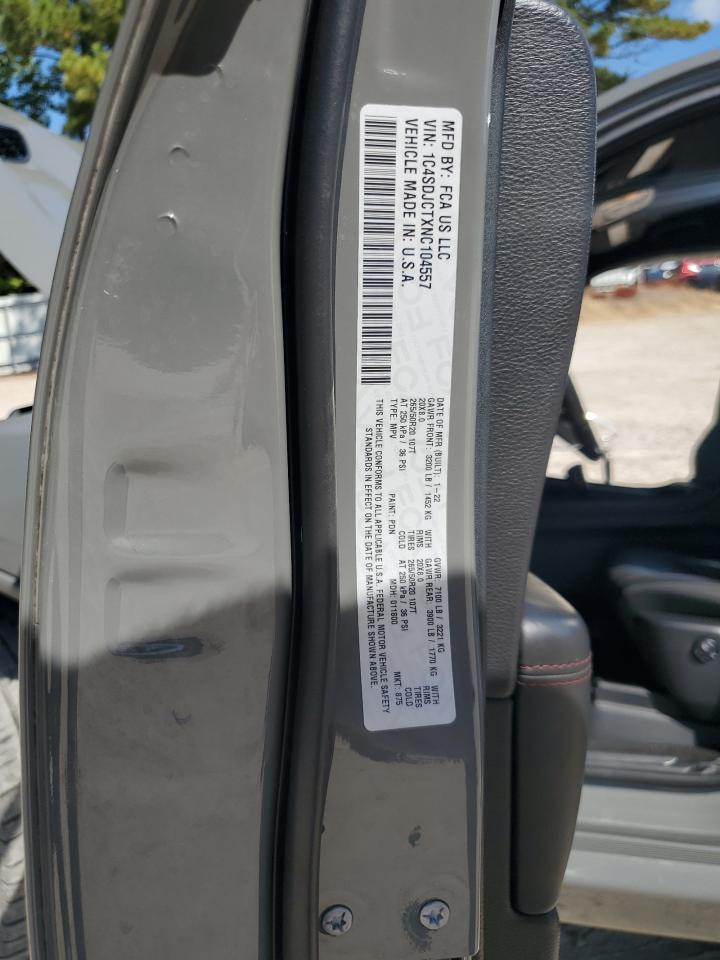 2022 Dodge Durango R/T VIN: 1C4SDJCTXNC104557 Lot: 81191065