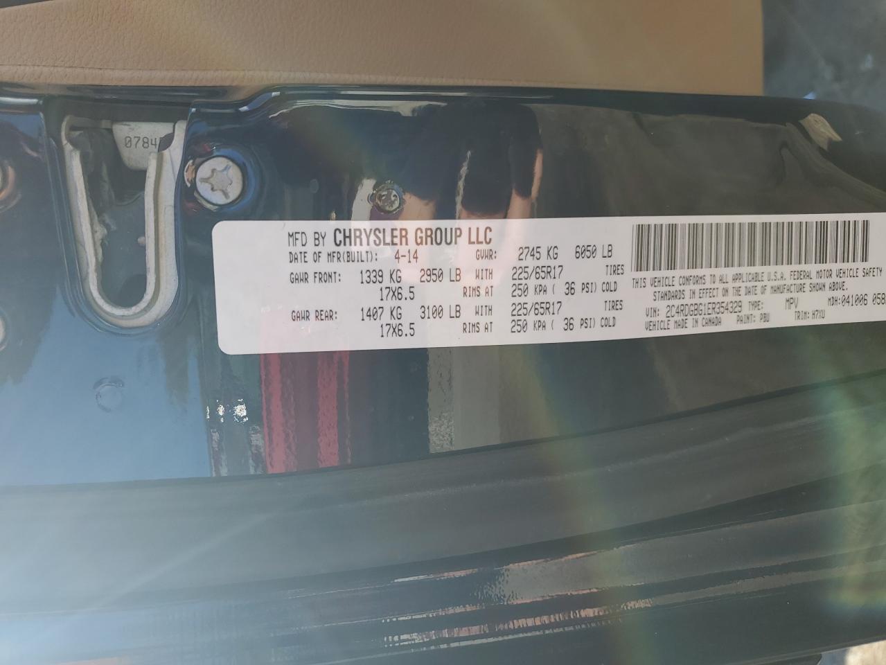 2014 Dodge Grand Caravan Se VIN: 2C4RDGBG1ER354329 Lot: 84228485