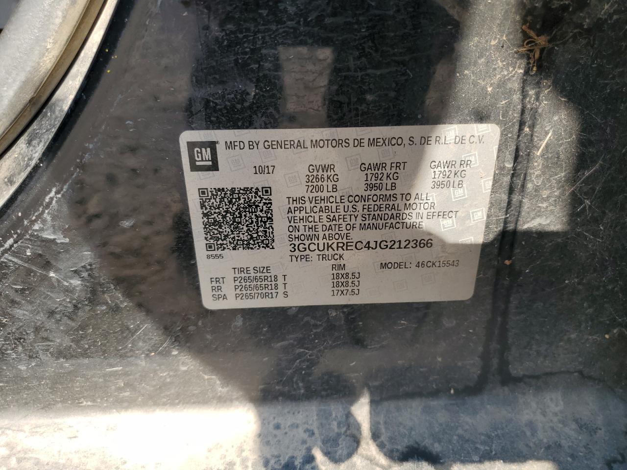 2018 Chevrolet Silverado K1500 Lt VIN: 3GCUKREC4JG212366 Lot: 81212585