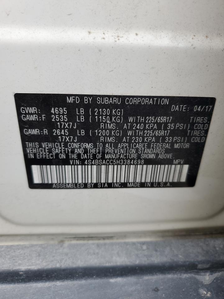 2017 Subaru Outback 2.5I Premium VIN: 4S4BSACC5H3384698 Lot: 81754615