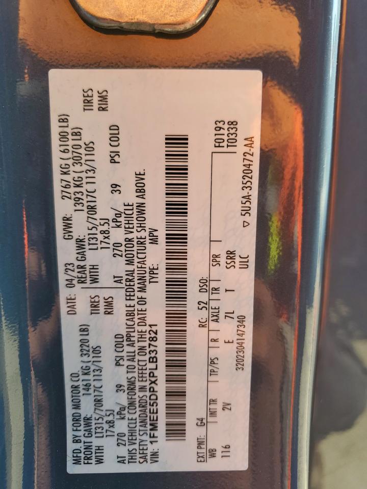 2023 Ford Bronco Base VIN: 1FMEE5DPXPLB37821 Lot: 81831165
