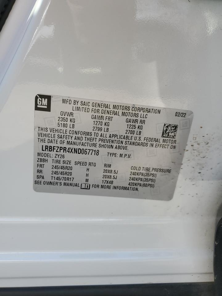 2022 Buick Envision Essence VIN: LRBFZPR4XND067718 Lot: 80475155