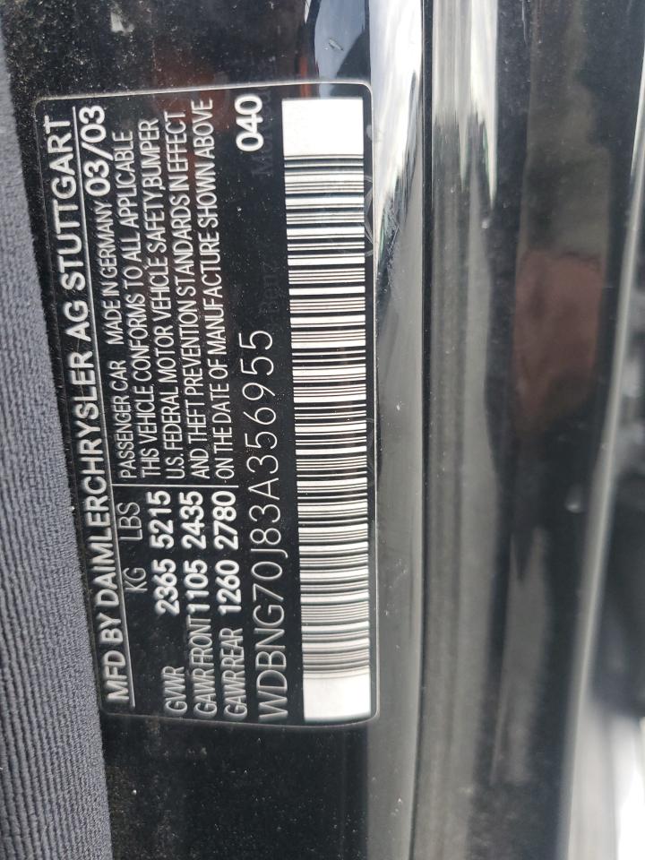 2003 Mercedes-Benz S 430 VIN: WDBNG70J83A356955 Lot: 81592155