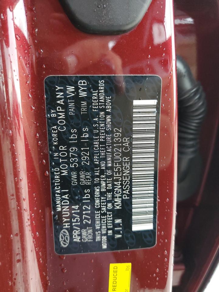 2015 Hyundai Genesis 3.8L VIN: KMHGN4JE5FU021392 Lot: 83761545