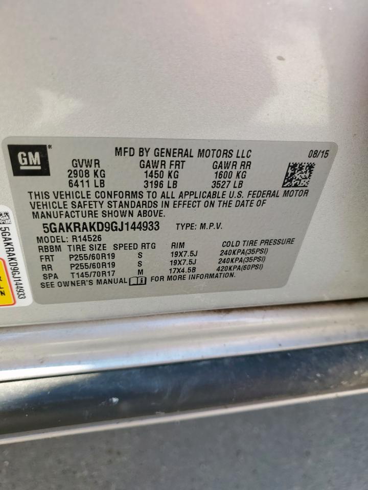 2016 Buick Enclave VIN: 5GAKRAKD9GJ144933 Lot: 84802085