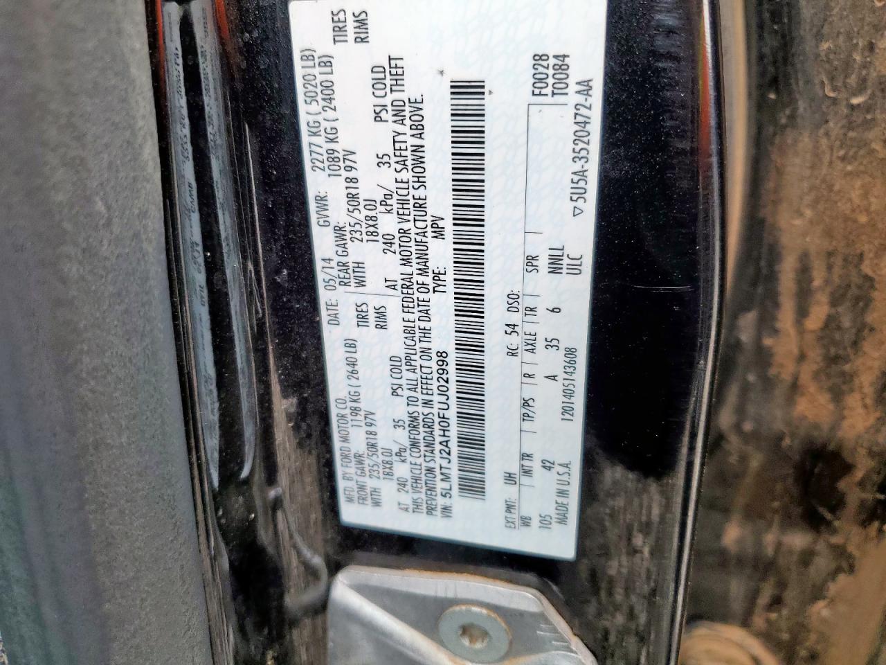 2015 Lincoln Mkc VIN: 5LMTJ2AH0FUJ02998 Lot: 80818035