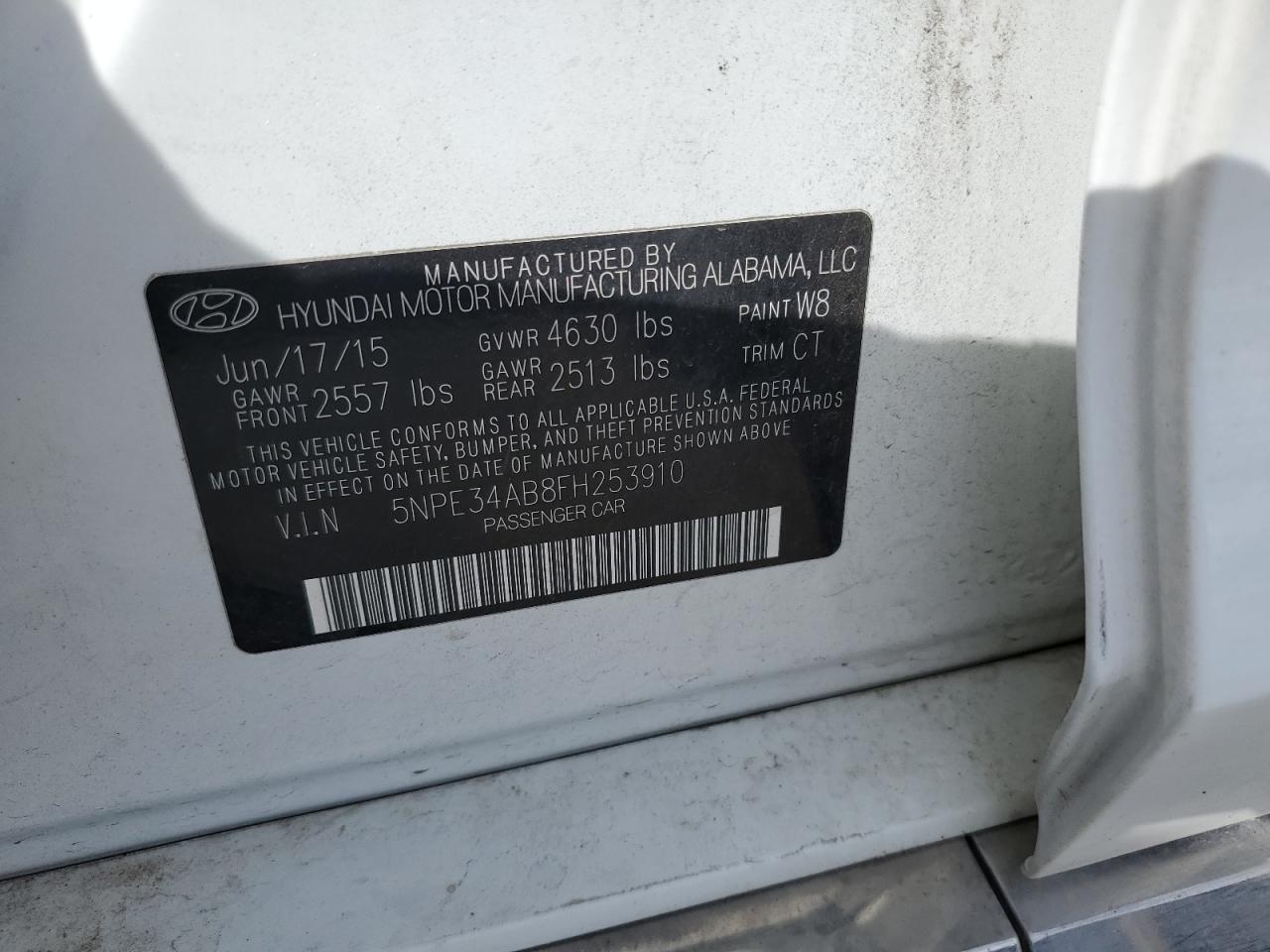 2015 Hyundai Sonata Sport VIN: 5NPE34AB8FH253910 Lot: 72032365