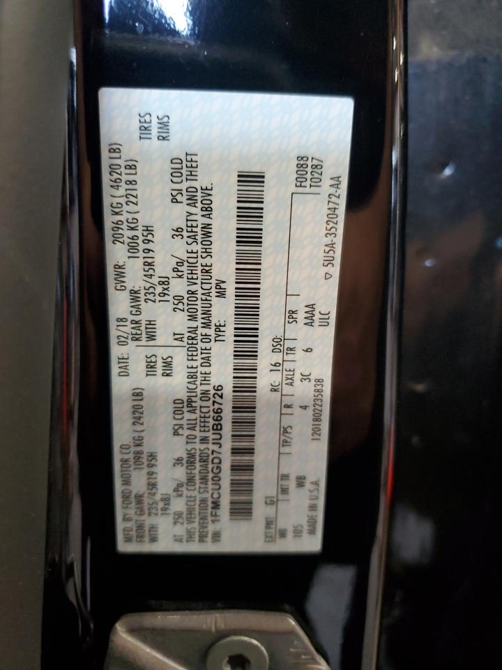 2018 Ford Escape Se VIN: 1FMCU0GD7JUB66726 Lot: 83820195