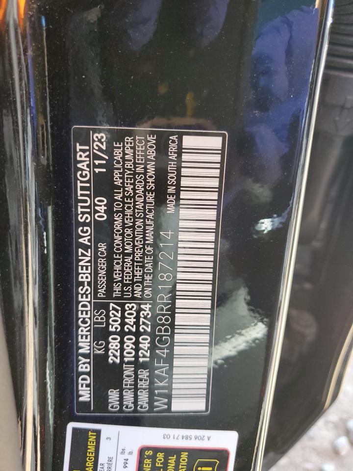 2024 Mercedes-Benz C 300 VIN: W1KAF4GB8RR187214 Lot: 86672555