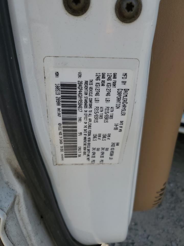 2000 Dodge Grand Caravan Se VIN: 2B4GP44G0YR584617 Lot: 81459815