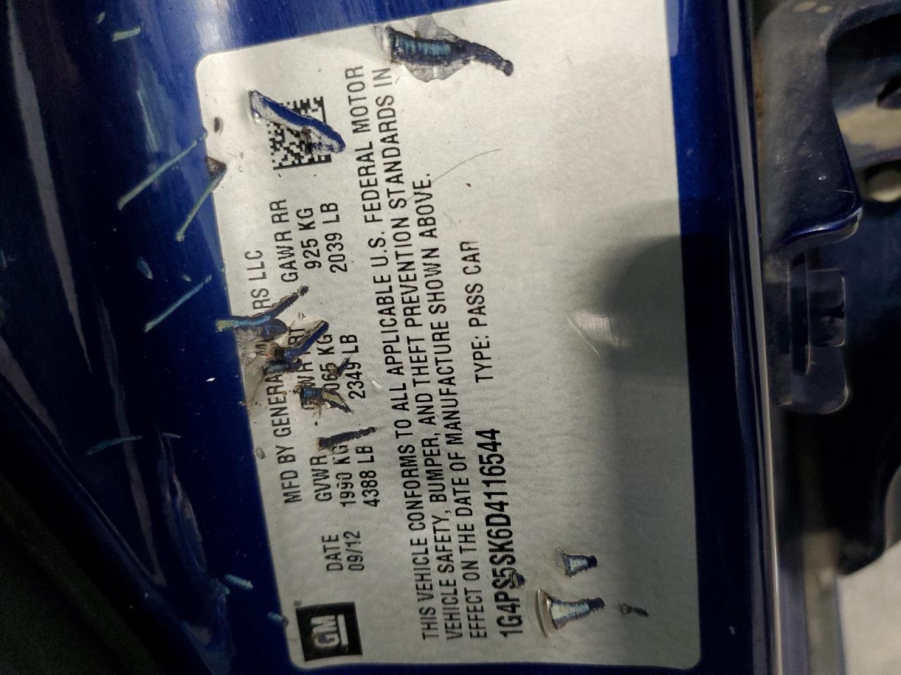 2013 Buick Verano VIN: 1G4PS5SK6D4116544 Lot: 81374095