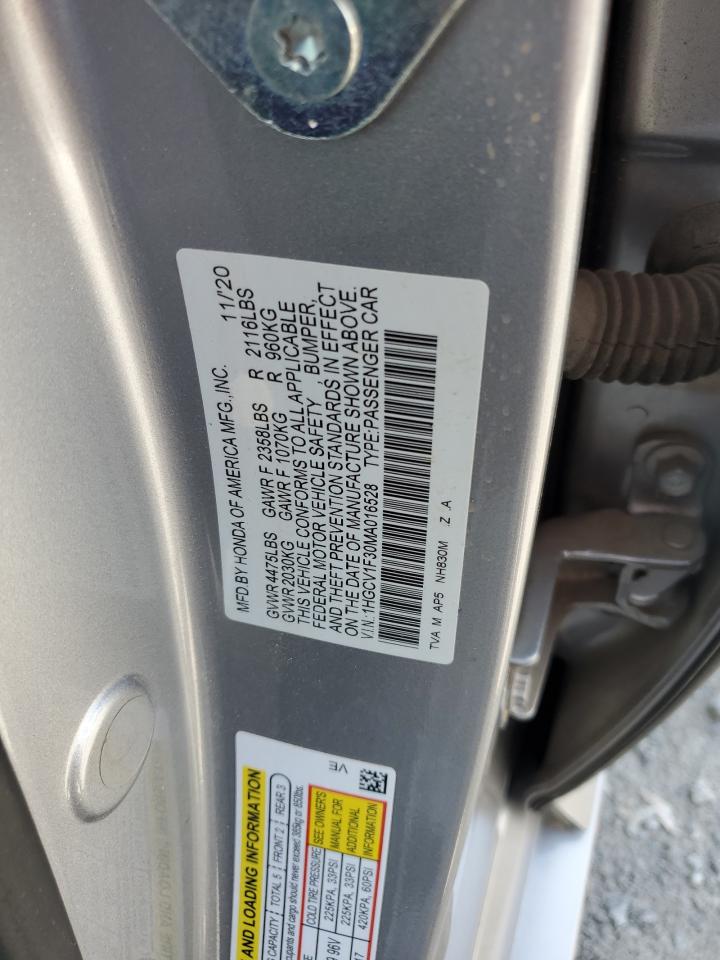 2021 Honda Accord Sport VIN: 1HGCV1F30MA016528 Lot: 83862205