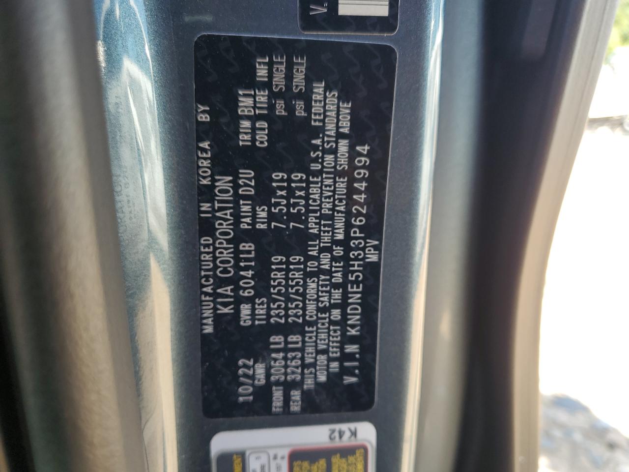 2023 Kia Carnival Sx VIN: KNDNE5H33P6244994 Lot: 71956565