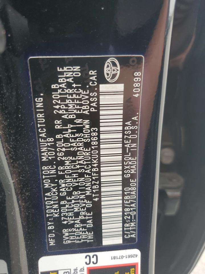 2019 Toyota Avalon Xle VIN: 4T1BZ1FB4KU018683 Lot: 84012925