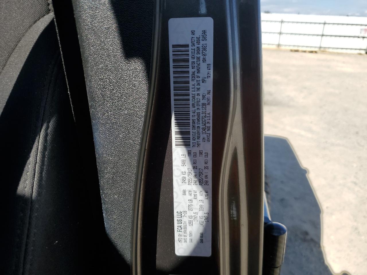 2016 Jeep Wrangler Unlimited Sport VIN: 1C4BJWDG7GL311238 Lot: 80025595