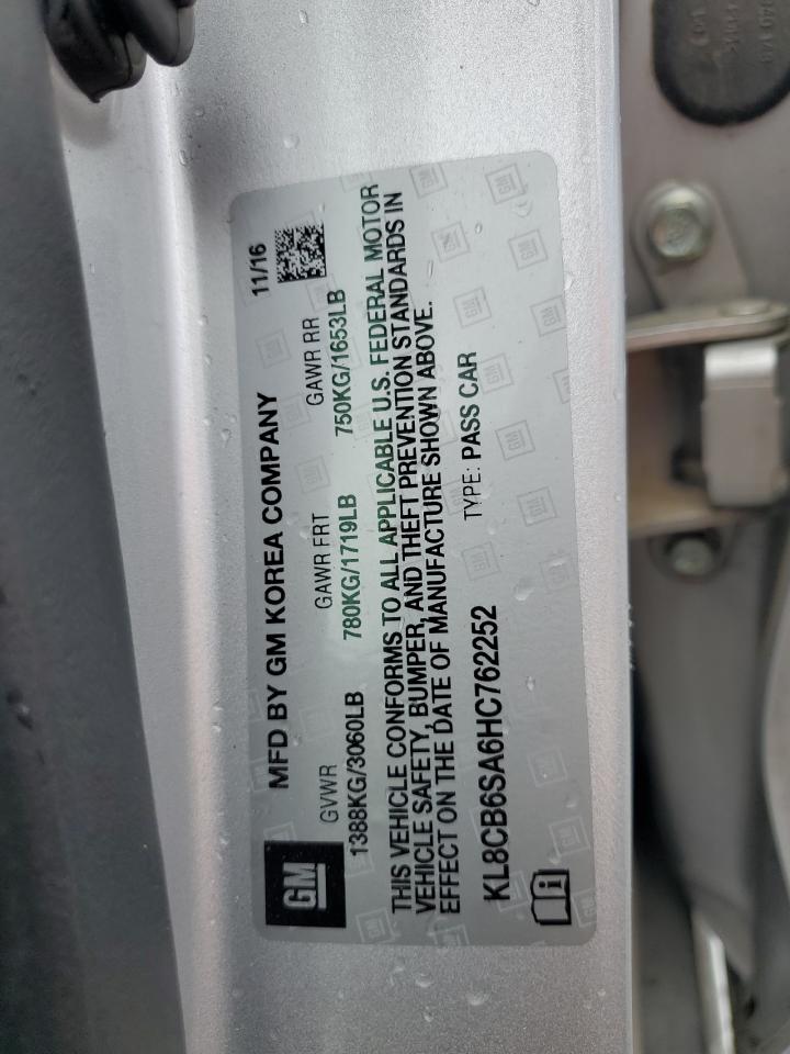 2017 Chevrolet Spark Ls VIN: KL8CB6SA6HC762252 Lot: 70765385