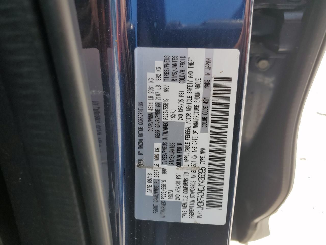 2018 Mazda Cx-5 Touring VIN: JM3KFACM0J1466395 Lot: 71313375