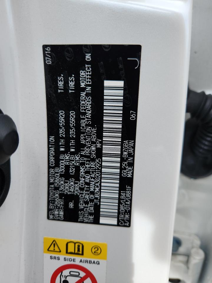 2016 Lexus Rx 350 VIN: JTJBZMCA3G2012925 Lot: 71556885