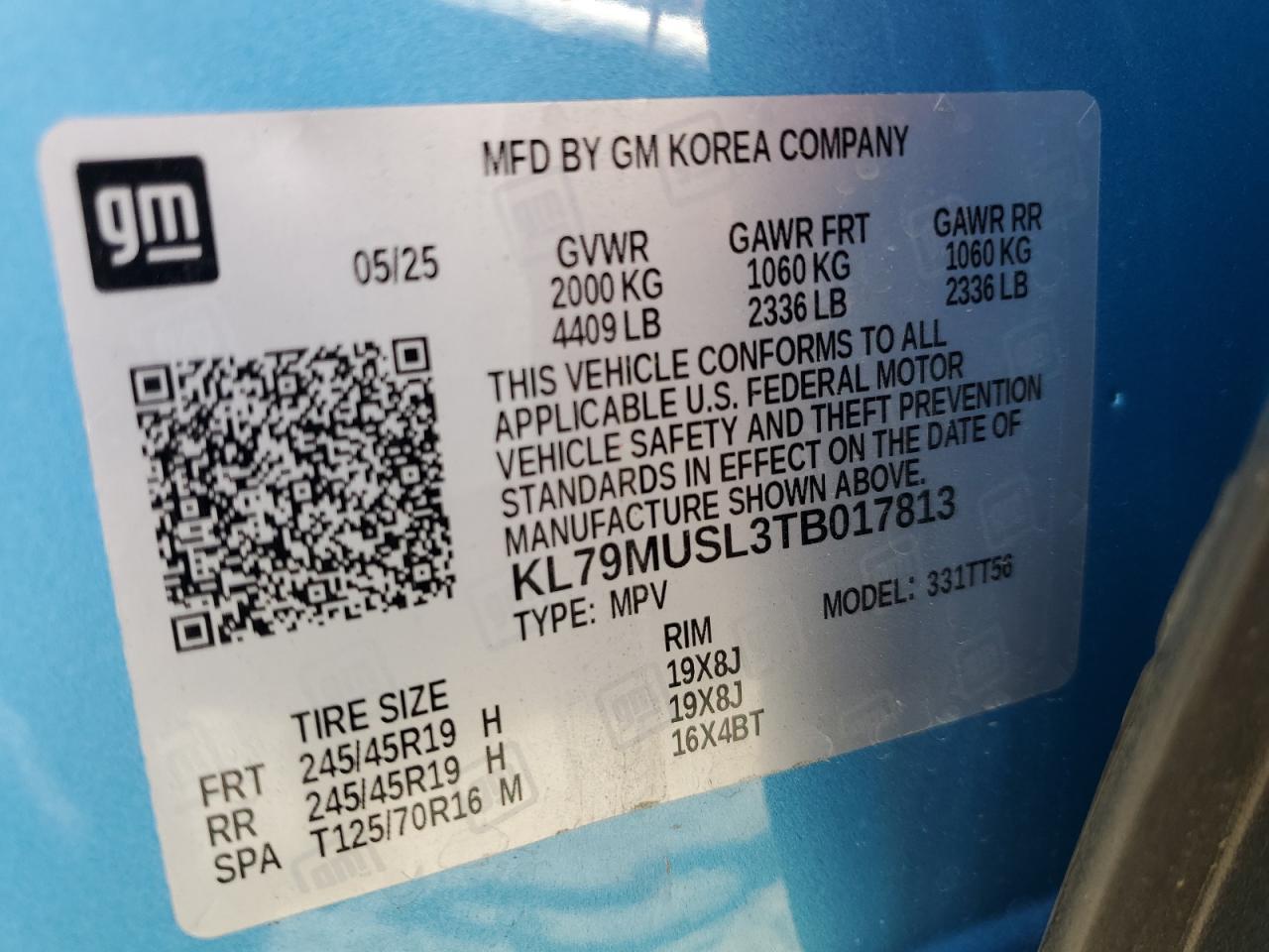 2026 Chevrolet Trailblazer Rs VIN: KL79MUSL3TB017813 Lot: 82094765