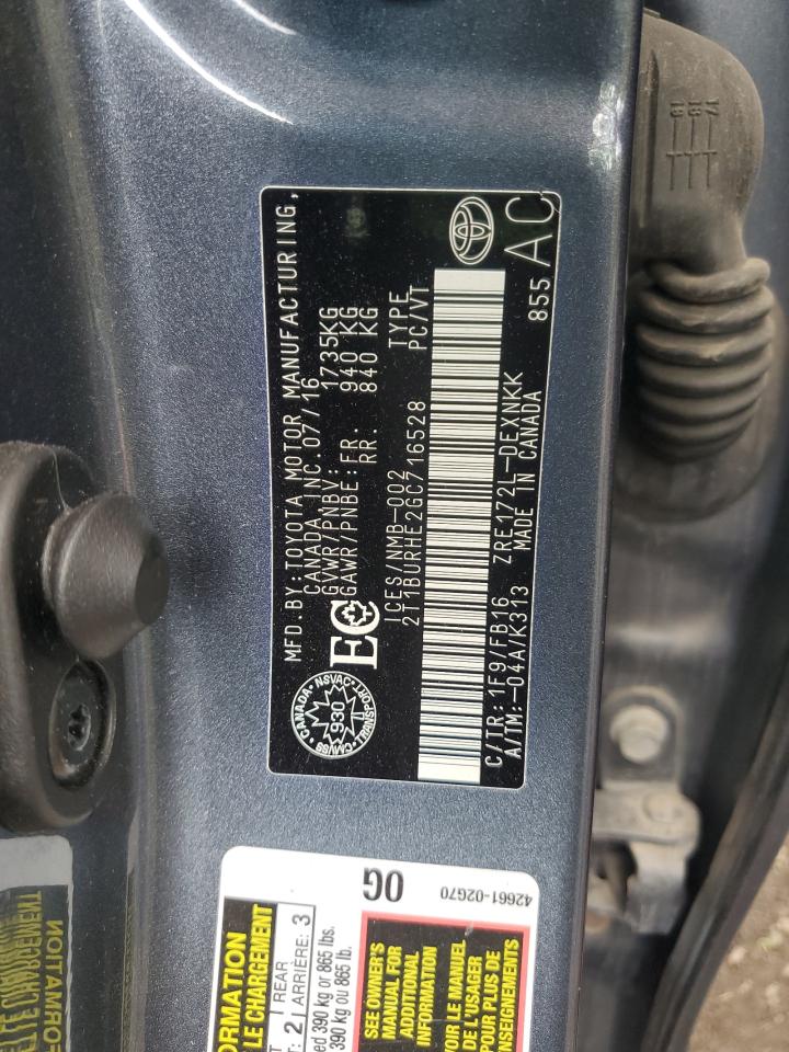 2016 Toyota Corolla L VIN: 2T1BURHE2GC716528 Lot: 84251055