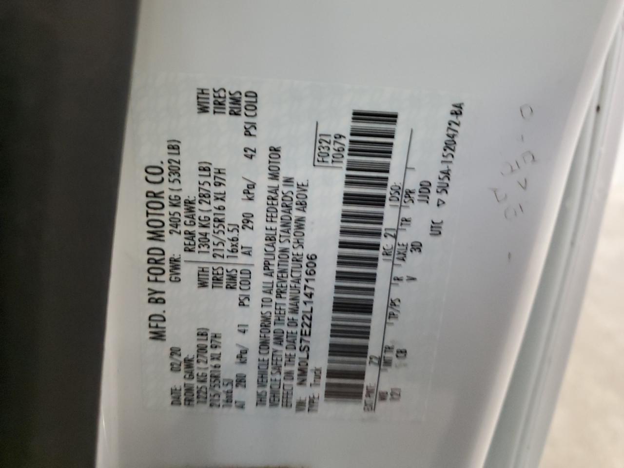 2020 Ford Transit Connect Xl VIN: NM0LS7E22L1471606 Lot: 81416895