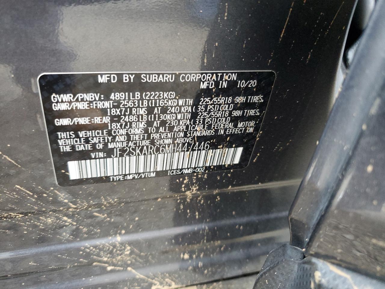 2021 Subaru Forester Sport VIN: JF2SKARC6MH447446 Lot: 84214745