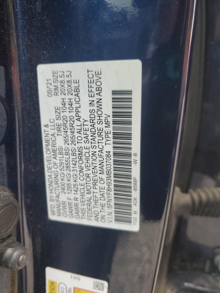 2021 Honda Passport Touring VIN: 5FNYF8H93MB037084 Lot: 71159475