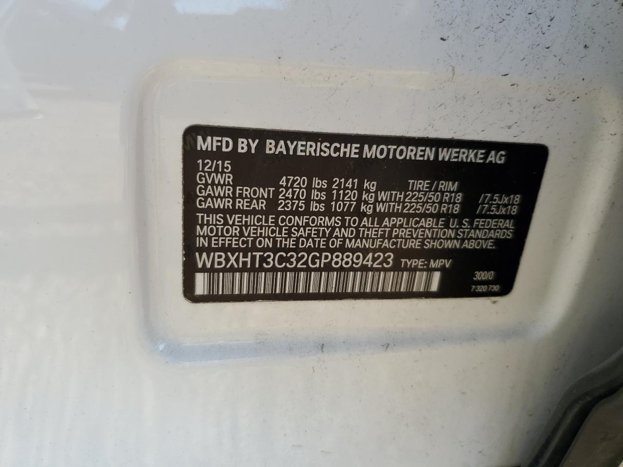 2016 BMW X1 xDrive28I VIN: WBXHT3C32GP889423 Lot: 81071175