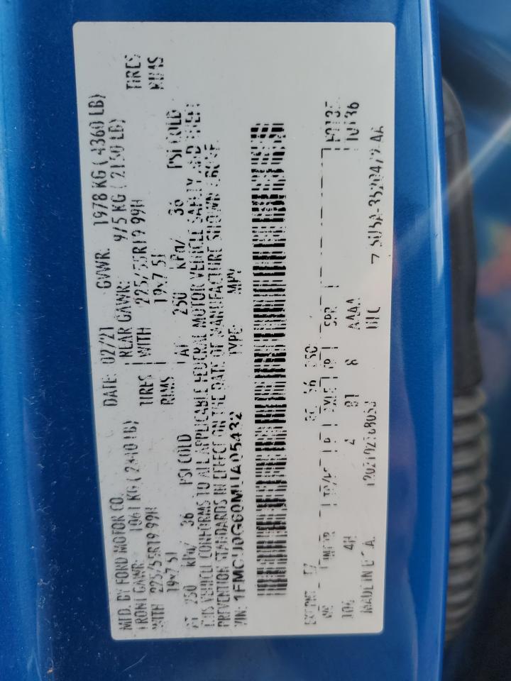 2021 Ford Escape Se VIN: 1FMCU0G60MUA05432 Lot: 81327985