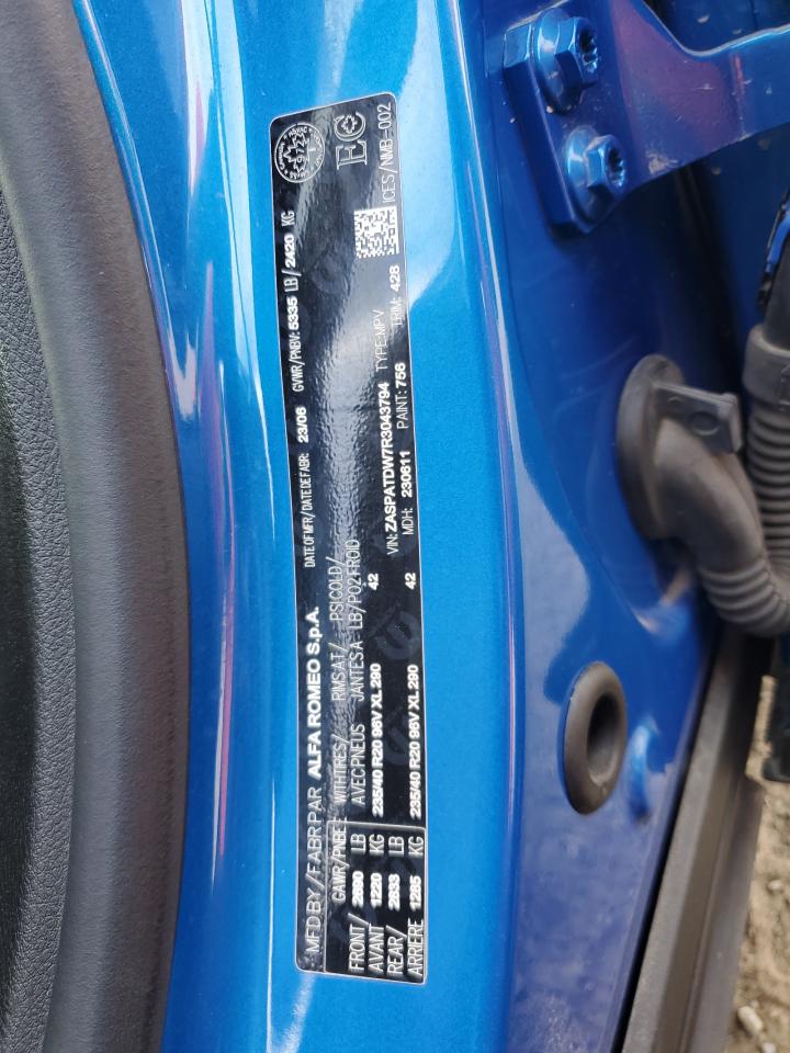 2024 Alfa Romeo Tonale Veloce VIN: ZASPATDW7R3043794 Lot: 80865505