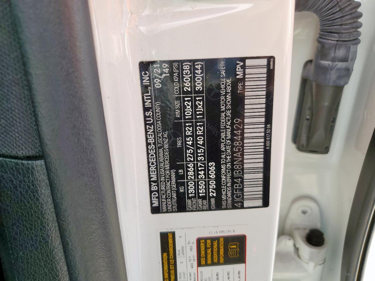 2022 Mercedes-Benz Gle 350 VIN: 4JGFB4JB8NA584429 Lot: 81677045