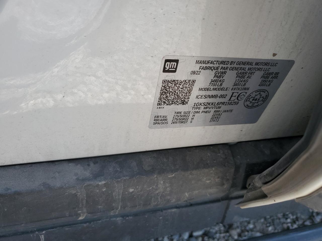 2023 GMC Yukon Xl Denali Ultimate VIN: 1GKS2KKL6PR158259 Lot: 80391355