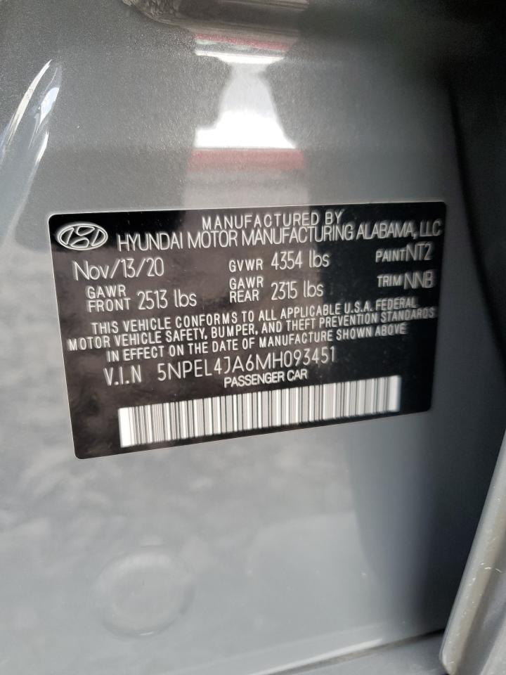 2021 Hyundai Sonata Sel VIN: 5NPEL4JA6MH093451 Lot: 71672545