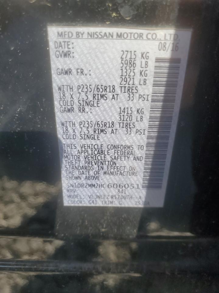 2017 Nissan Pathfinder S VIN: 5N1DR2MM2HC606051 Lot: 71867545