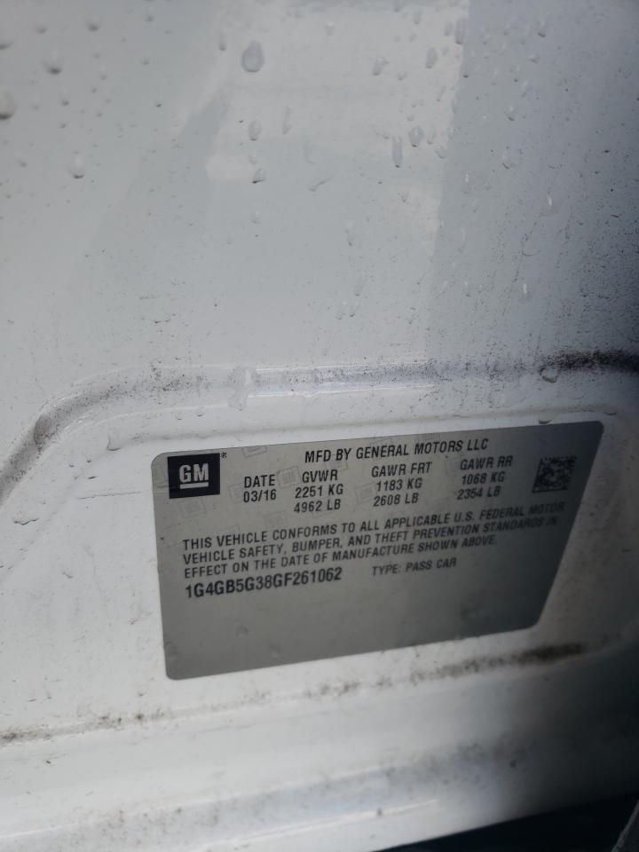 2016 Buick Lacrosse VIN: 1G4GB5G38GF261062 Lot: 83992495