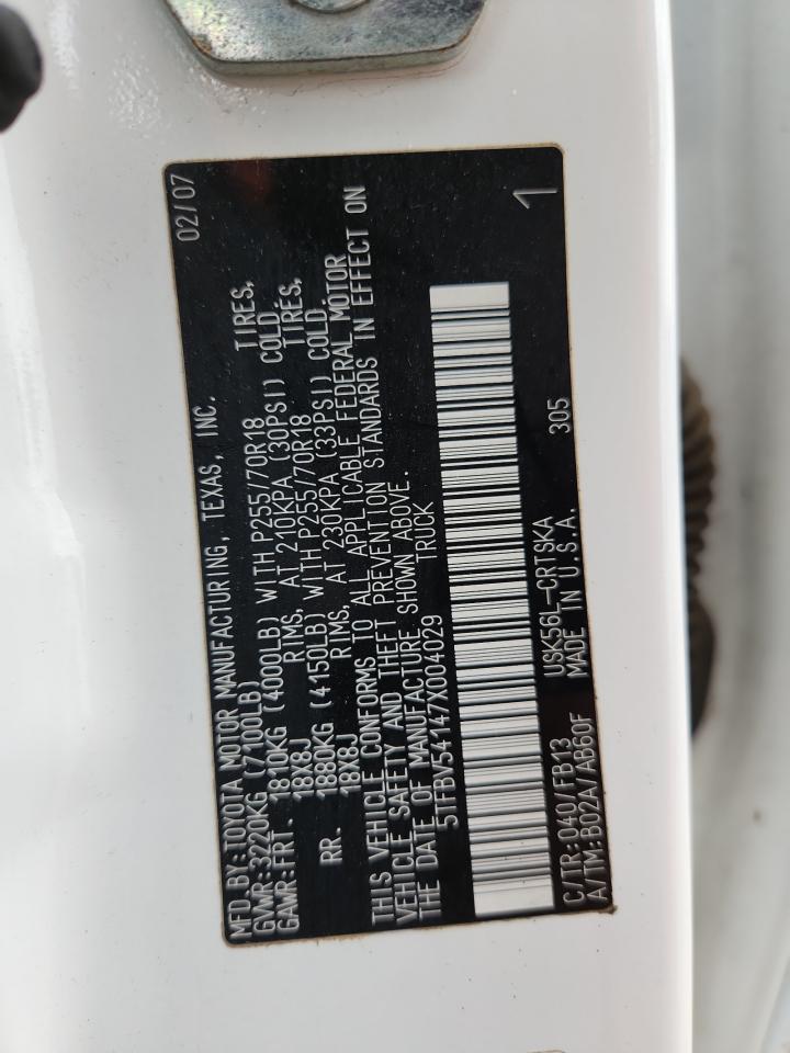 2007 Toyota Tundra Double Cab Sr5 VIN: 5TFBV54147X004029 Lot: 80293475