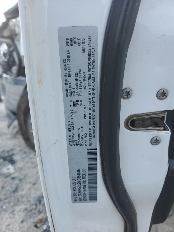 2021 Ram 2500 Tradesman VIN: 3C6UR5CL2MG654646 Lot: 83854535