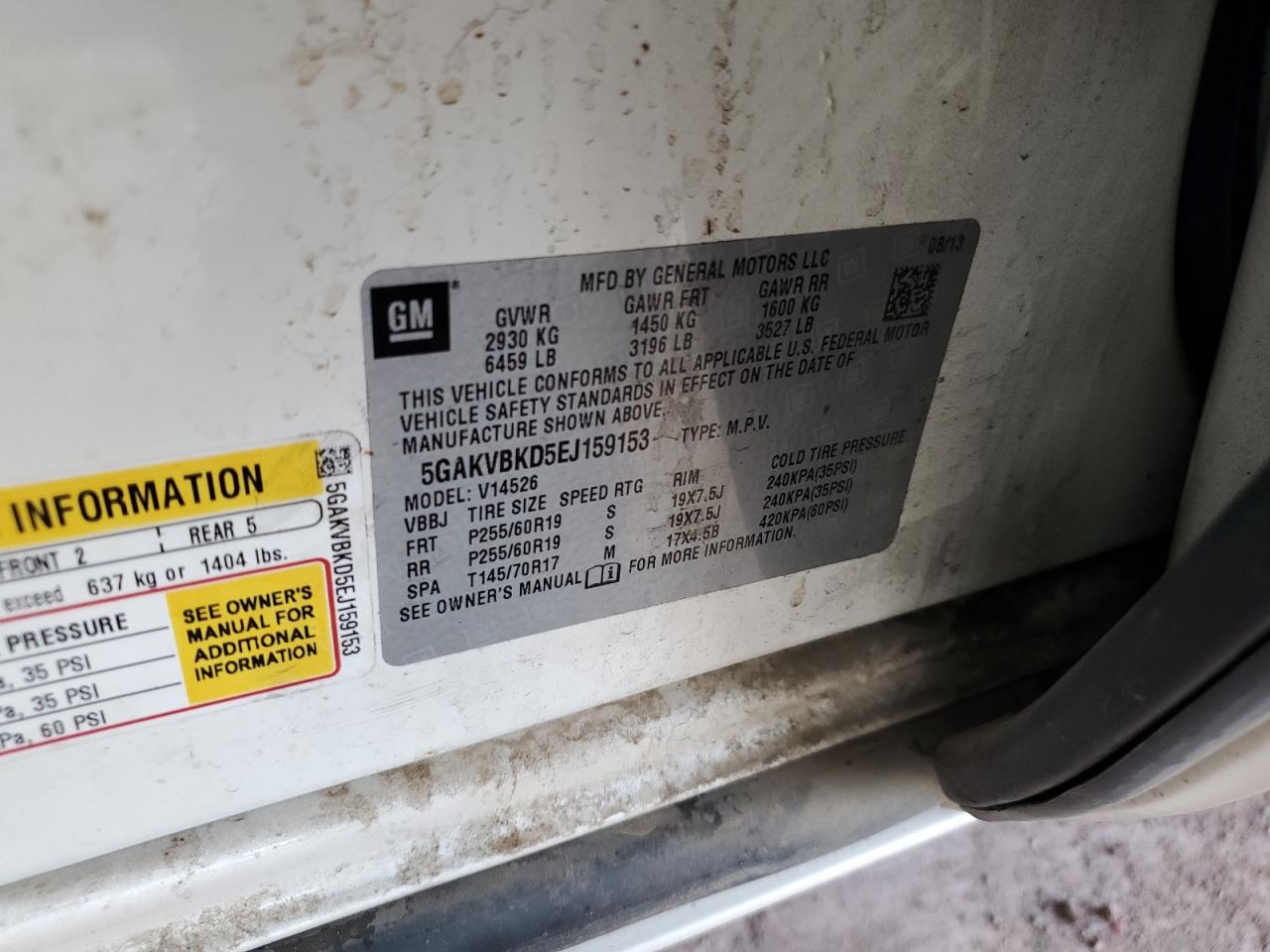 2014 Buick Enclave VIN: 5GAKVBKD5EJ159153 Lot: 81499925