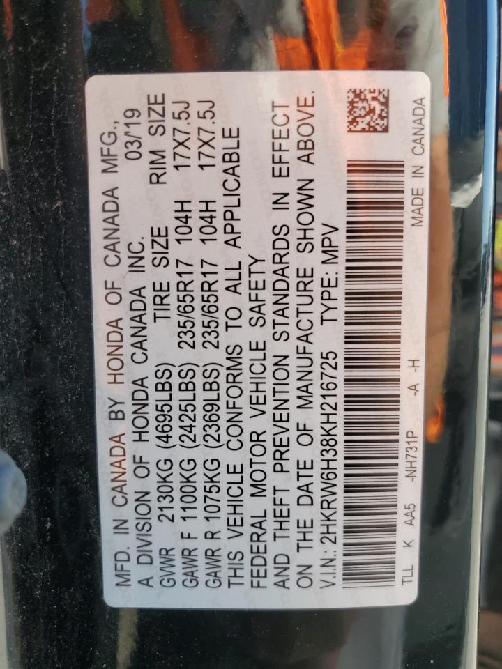 2019 Honda Cr-V Lx VIN: 2HKRW6H38KH216725 Lot: 71966385