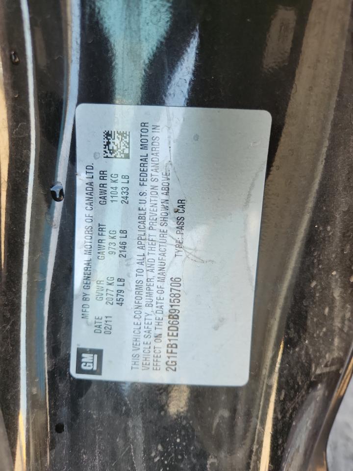 2011 Chevrolet Camaro Lt VIN: 2G1FB1ED6B9158706 Lot: 71263005